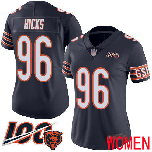 Chicago Bears Limited Navy Blue Women Akiem Hicks Home Jersey NFL Football 96 100th Season